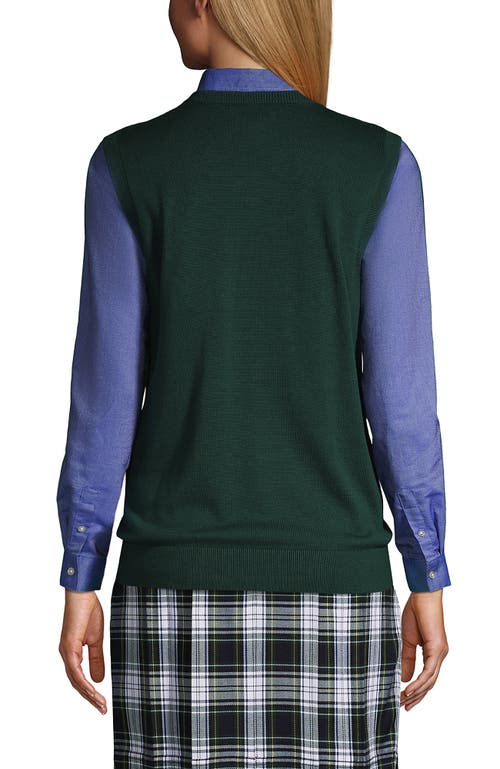 Shop Lands' End School Uniform  Cotton Modal Fine Gauge Sweater Vest In Evergreen