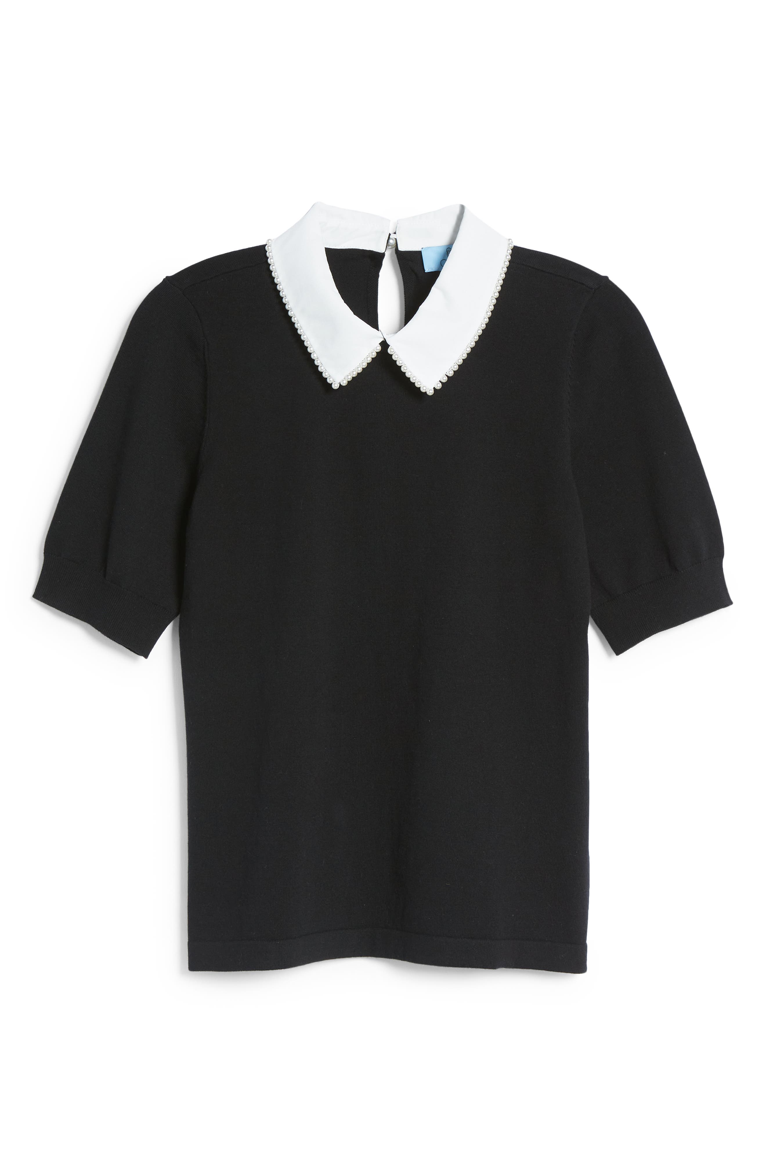 CeCe Imitation Pearl Collar Sweater 