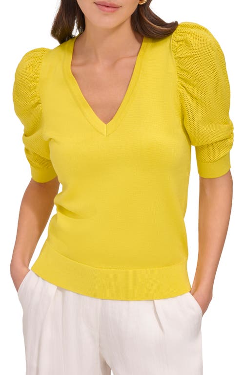 DKNY Puff Sleeve V-Neck Sweater at Nordstrom,