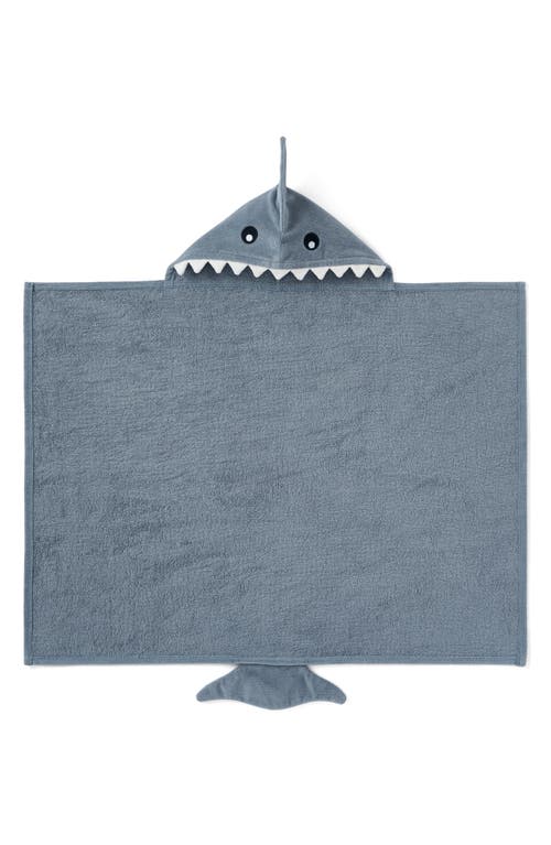 Elegant Baby Terry Velour Hooded Shark Towel In Slate Gray