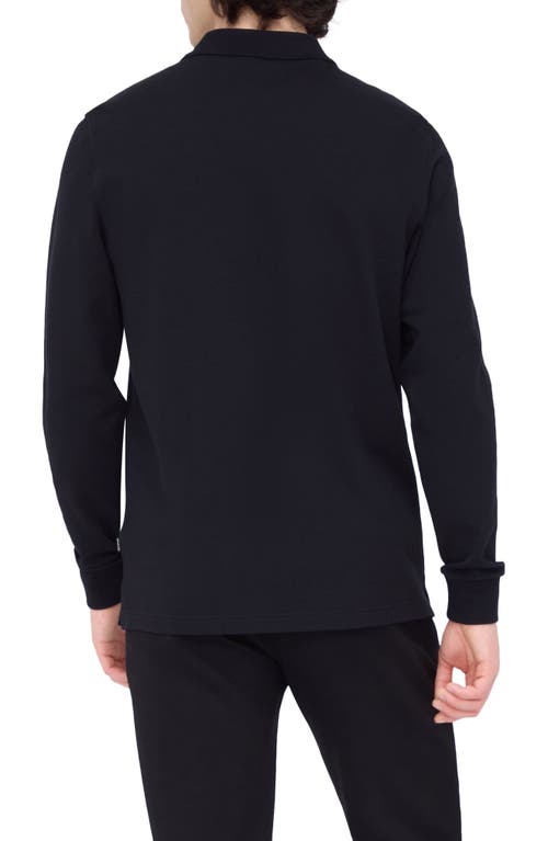 Shop Bugatchi Honeycomb Knit Long Sleeve Polo In Black