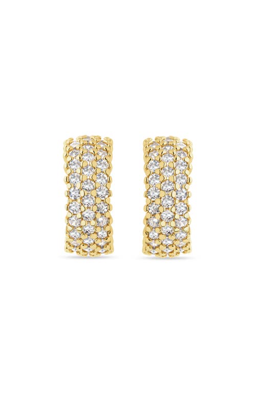 Sterling Forever Elora Pavé Cubic Zirconia Huggie Hoop Earrings In Gold/clear