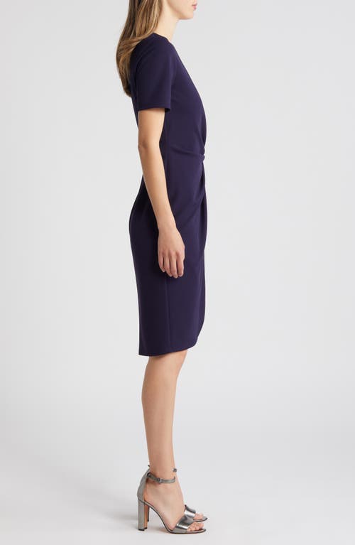 Shop Tahari Asl Side Twist Crepe Sheath Dress In Midnight Navy