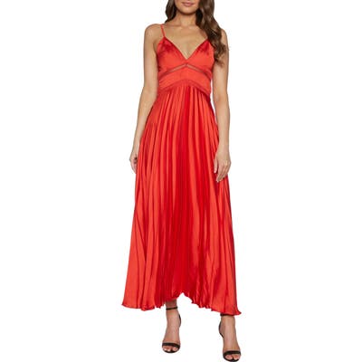 Bardot Mary Pleated Gown, Red