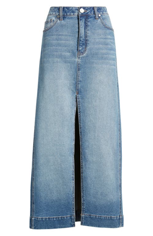 1822 Denim Front Slit Denim Maxi Skirt In Tifa
