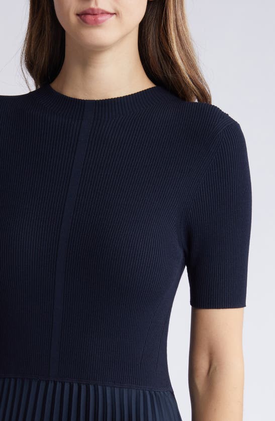 HUGO BOSS BOSS FADRID RIB & PLEATED MIDI A-LINE DRESS