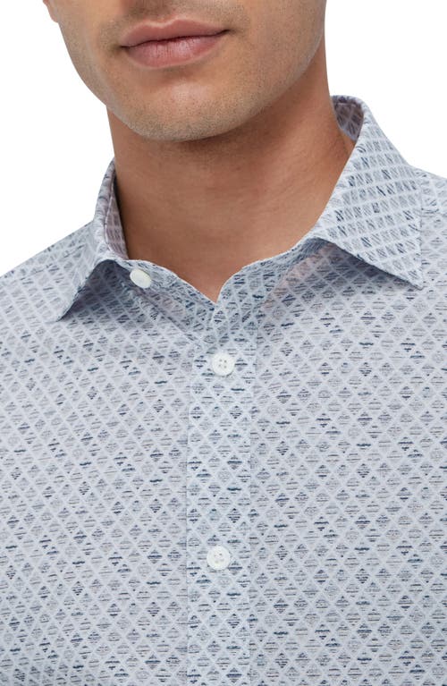 Bugatchi Axel Shaped Fit Diamond Check Stretch Button-up Shirt In White