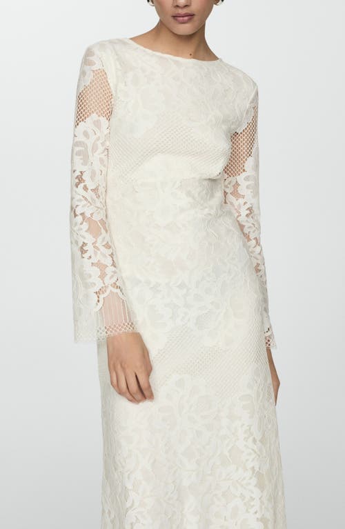 Mango Embroidered Midi Dress Ecru In Ecru