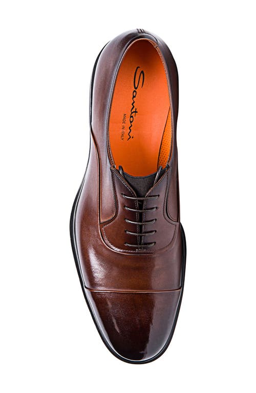 Shop Santoni Cap Toe Oxford In Dark Brown