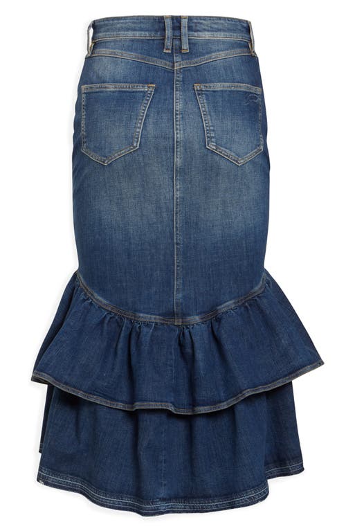 Shop Guess Marina Tiered Ruffle Denim Skirt In Lady Conch