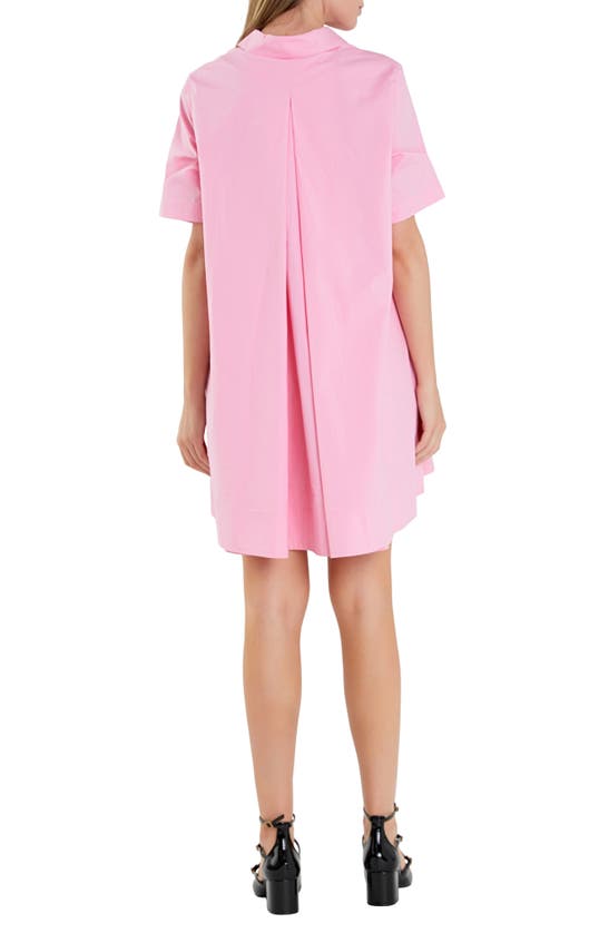 Shop English Factory Trapeze Cotton Shirtdress In Pink