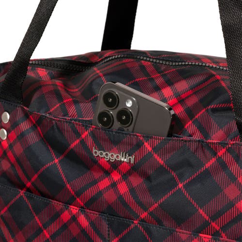 Shop Baggallini Large Carryall  Crossbody Tote Bag In Crimson Tartan