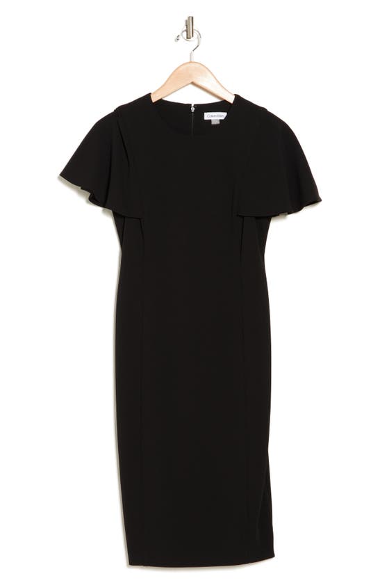 Calvin Klein Flutter Sleeve Sheath Dress In Black
