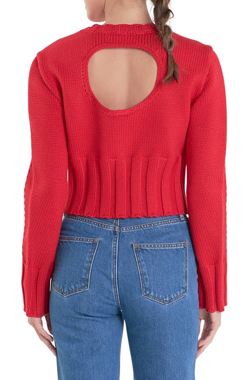 Shop English Factory Cutout Crop Sweater In Red