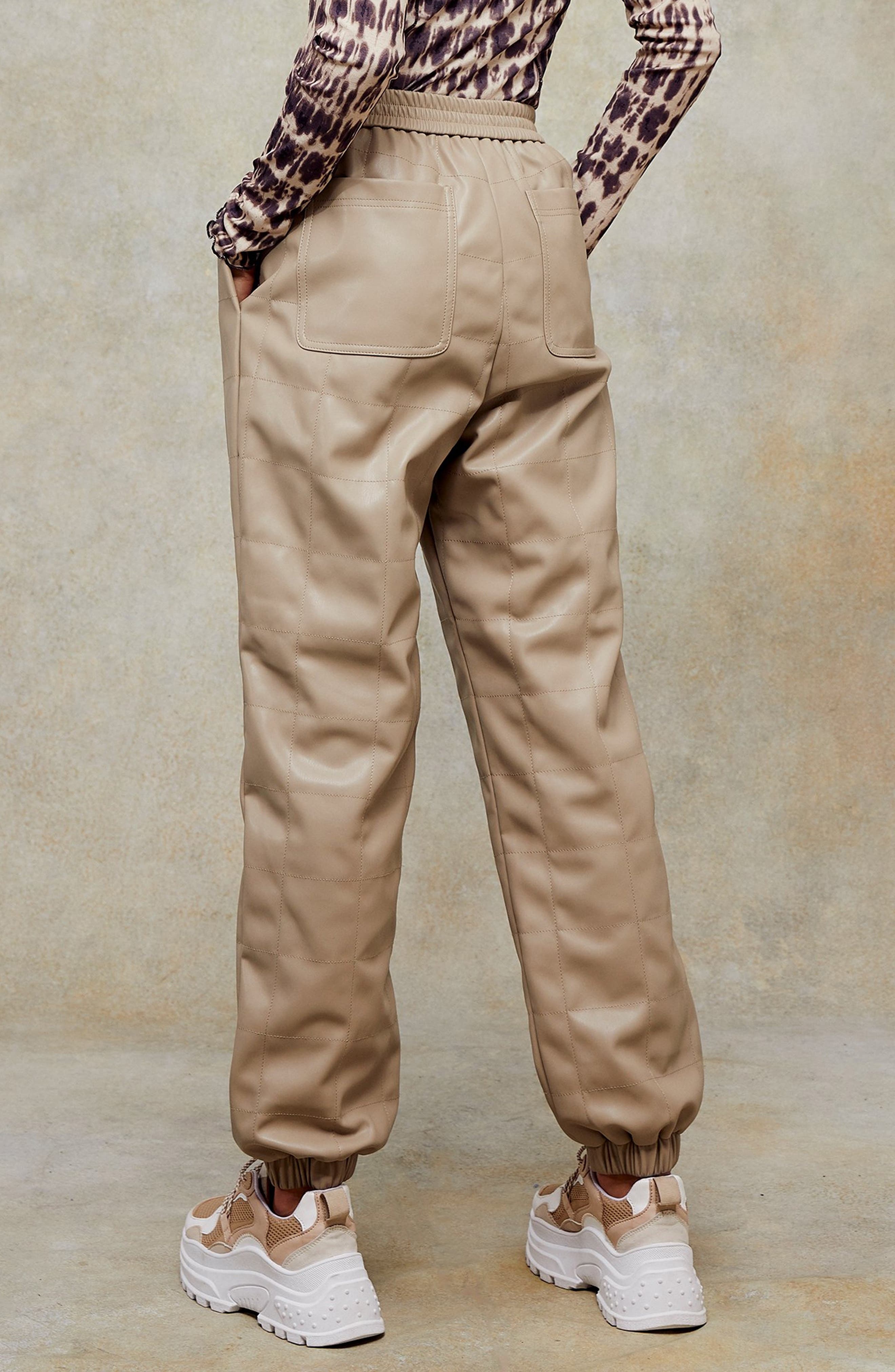 Topshop Quilted Faux Leather Jogger 