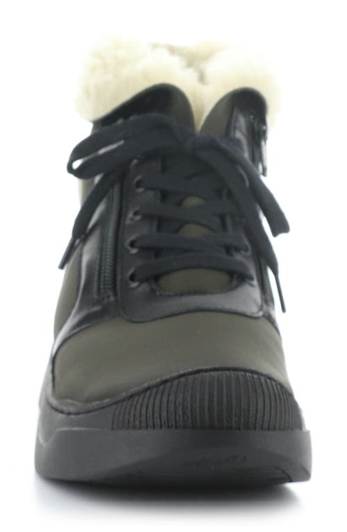 Softinos By Fly London Faux Shearling Bootie In Khaki Smooth Leather