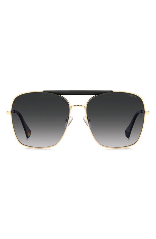 Polaroid 59mm Flat Front Polarized Square Sunglasses In Gold