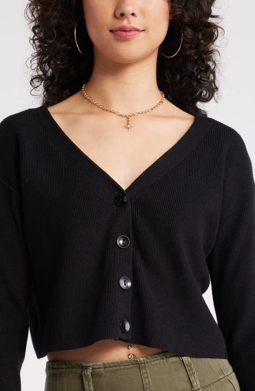 Shop Bp. Crop V-neck Cardigan In Black