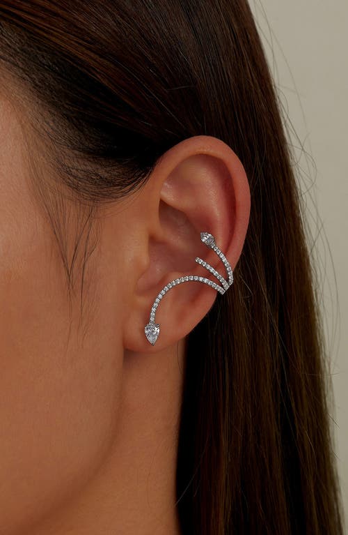 Lafonn Geometric Simulated Diamond Ear Cuffs In White