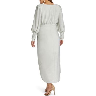 Plus Size Eloquii Sparkle Tulip Hem Evening Dress, White