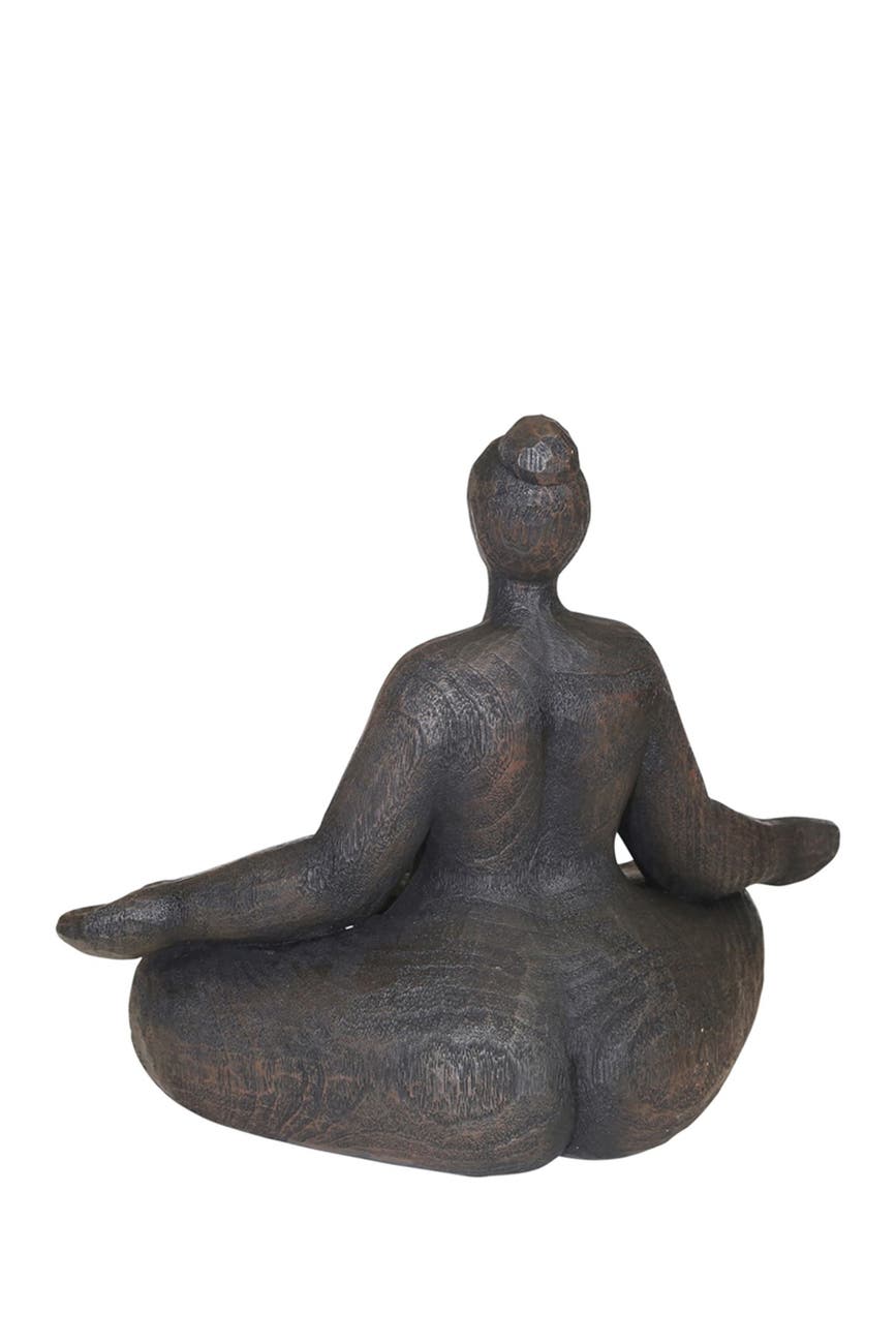 SAGEBROOK HOME Black Resin 11" Sucasana Female Yoga Figurine