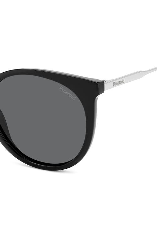 Shop Polaroid 53mm Polarized Round Sunglasses In Black/gray Polar