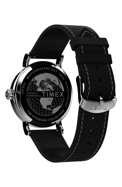 Timex ® Standard Leather Strap Watch, 40mm In Silver/black/black