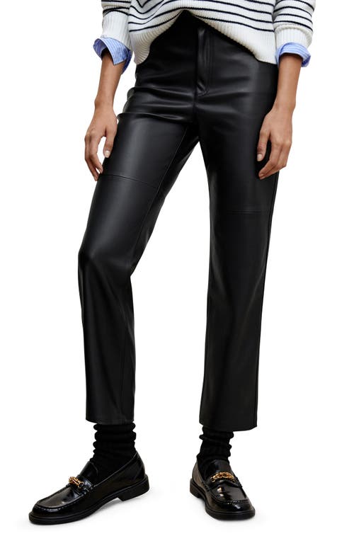 MANGO Faux Leather Straight Leg Pants Black at Nordstrom,