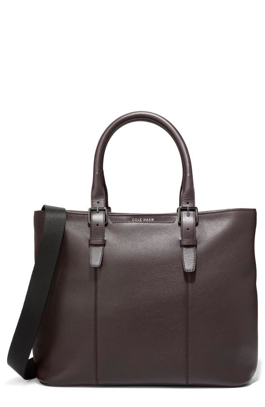 Cole Haan Grand Series Triboro Leather Tote In Dark Chocolate