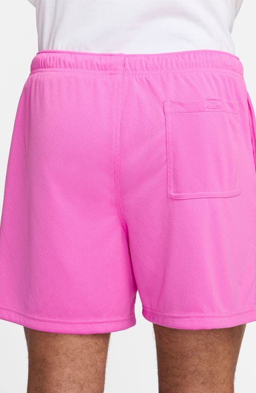 Shop Nike Club Flow Mesh Athletic Shorts In Playful Pink/white