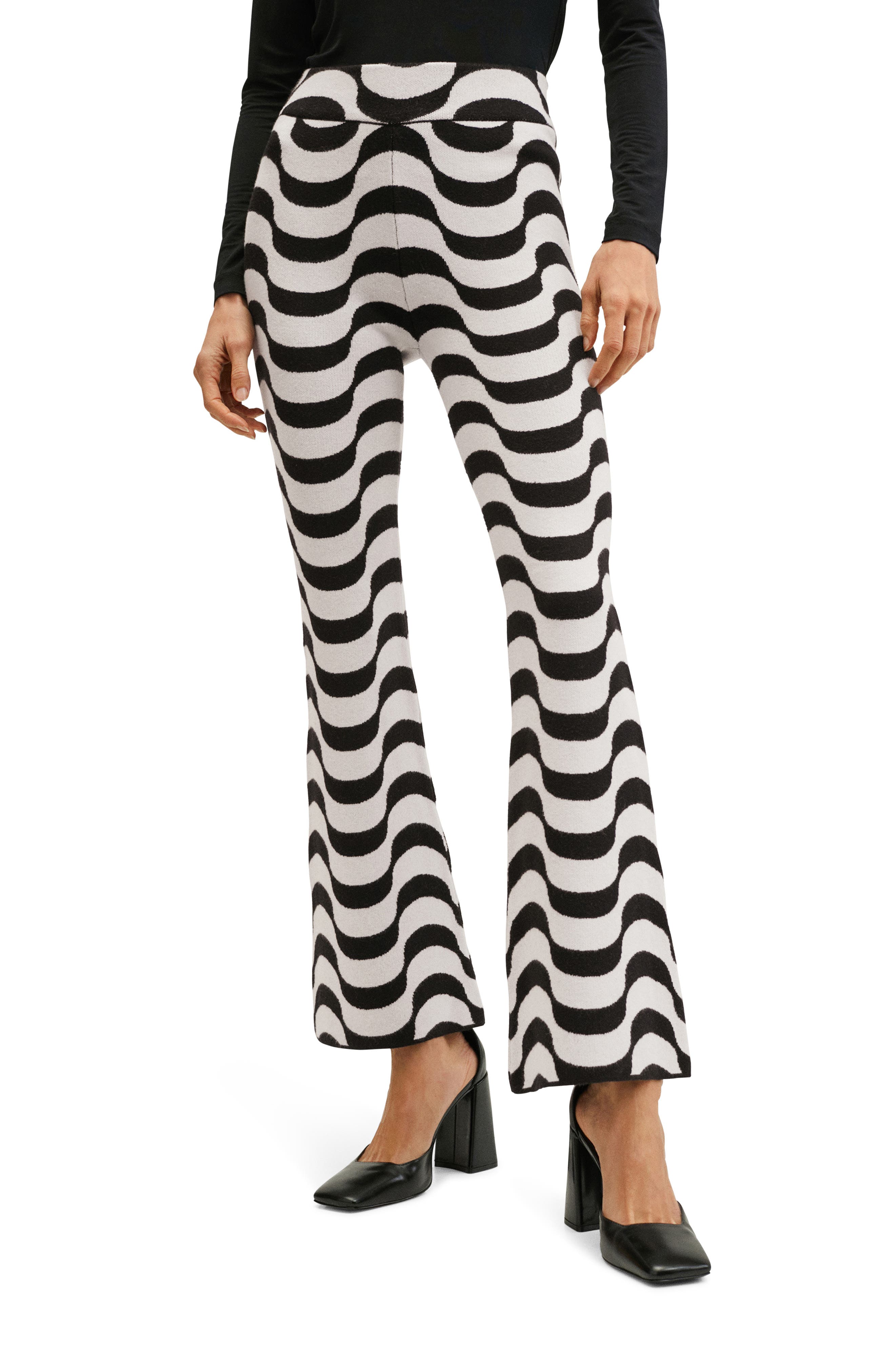 MANGO Women's Flare Leg Knit Pants 