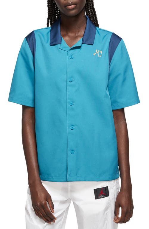 Jordan Colorblock Camp Shirt In Blue
