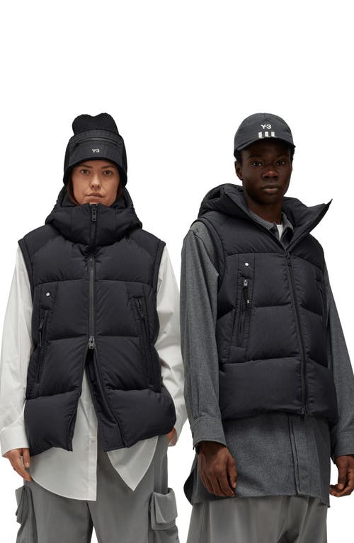 Shop Y-3 Hooded Insulated Down Puffer Vest In Black