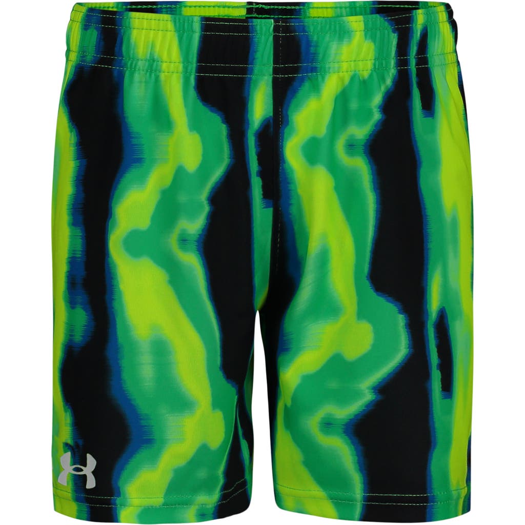 Under Armour Kids' Boost Performance Athletic Shorts In Black/green Multi