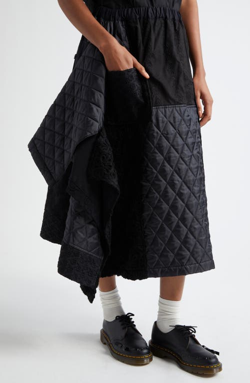 Shop Tao Comme Des Garçons Mixed Media Midi Skirt In Black