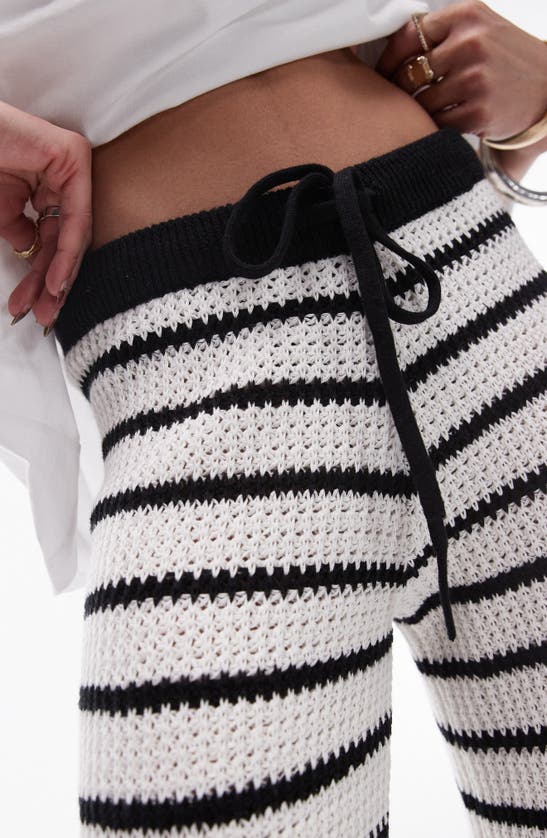 Shop Topshop Stripe Open Stitch Knit Drawstring Pants In White Multi