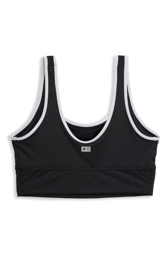 Tomboyx Straight Up Longline Bikini Top In Black Novelty