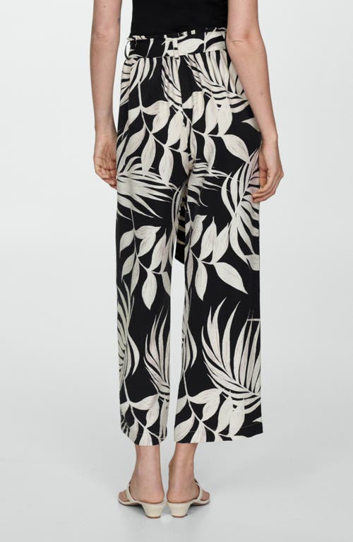 MANGO MANGO PRINT HIGH WAIST WIDE LEG PANTS 