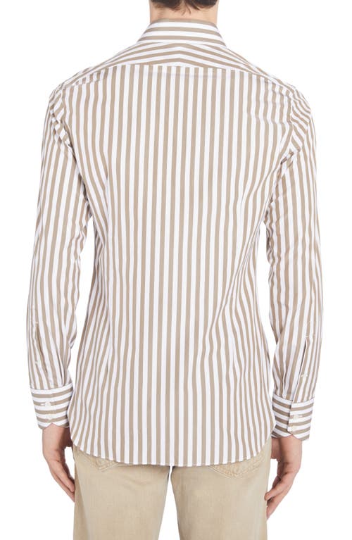 Shop Tom Ford Slim Fit Stripe Button-up Shirt In White/olive