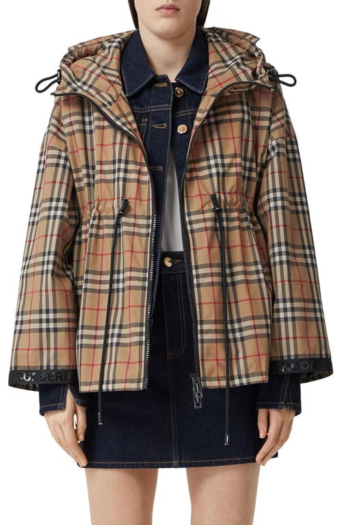 burberry Bacton Vintage Check Hooded Jacket in Archive Beige Ip Chk at Nordstrom, Size 12