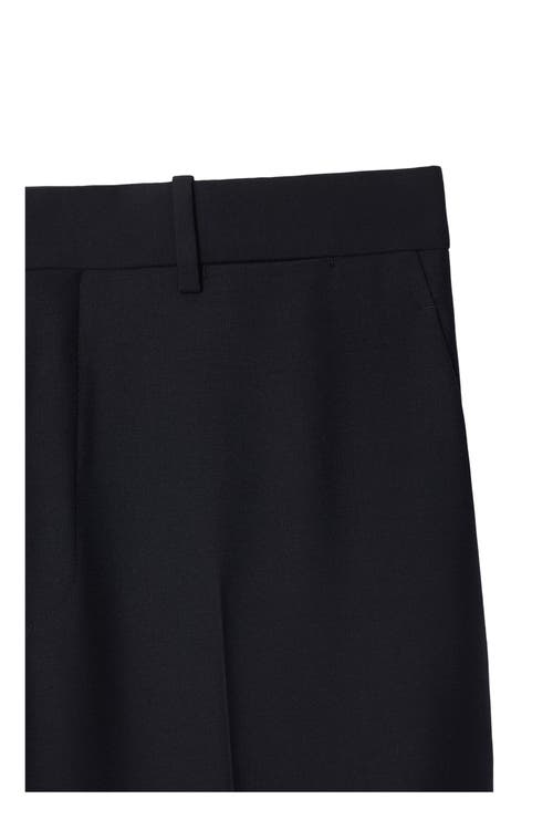 Burberry Classic Fit Triple Stud Wool Mohair Tailored Trousers In Navy