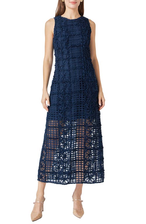 Shop Endless Rose Textured Sleeveless Maxi Dress In Navy