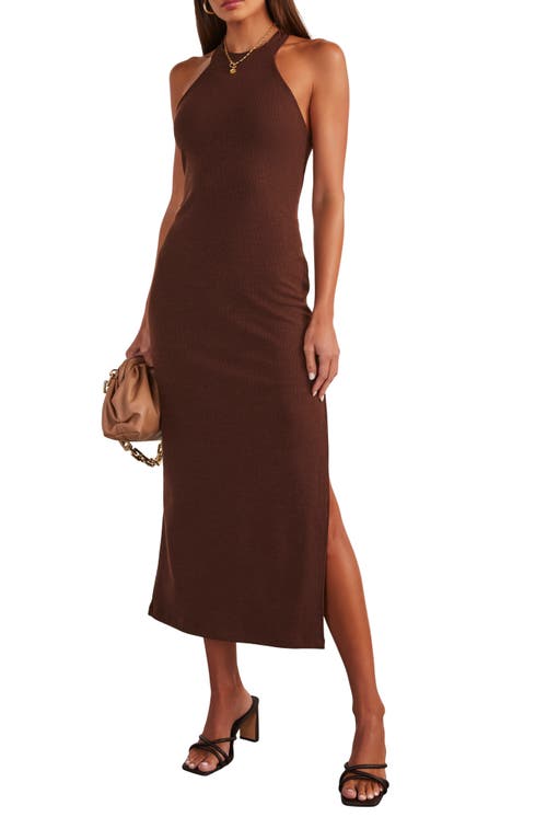 Constancia Sleeveless Rib Midi Dress in Dark Brown