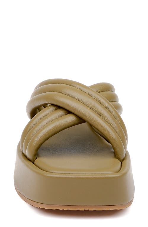 Dee Ocleppo Sicily Crisscross Leather Flatform Sandals In Moss Leather