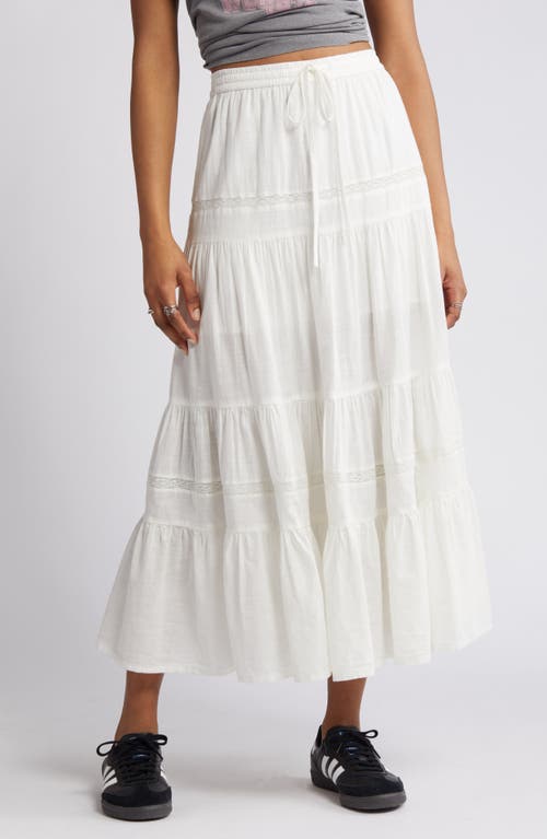 Tiered Cotton Maxi Skirt in Ivory