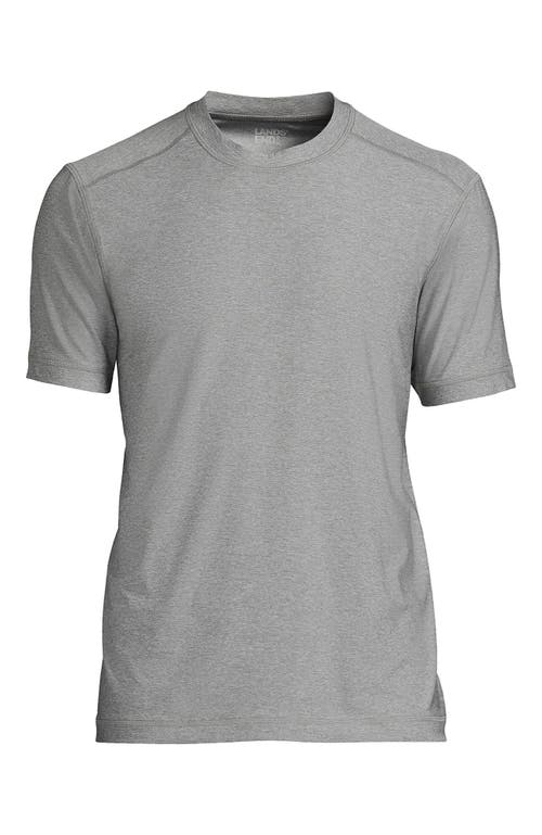 Lands' End Short Sleeve Swim Tee Rash Guard In Gray Heather
