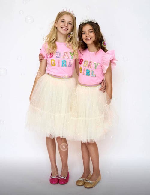 LOLA + THE BOYS LOLA + THE BOYS PINK BIRTHDAY GIRL GEM T-SHIRT 