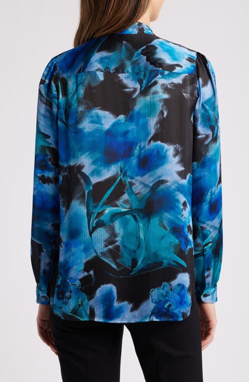 Shop Anne Klein Abstract Floral Textured Tunic In Anne Black Multi