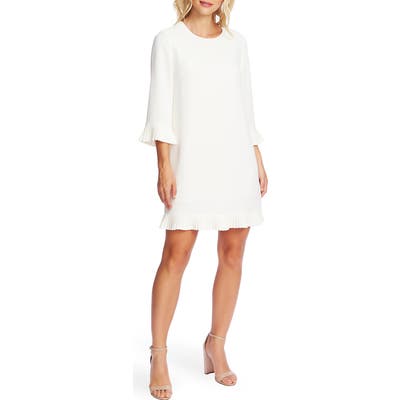 Cece Pleat Detail Moss Crepe Shift Dress, Ivory