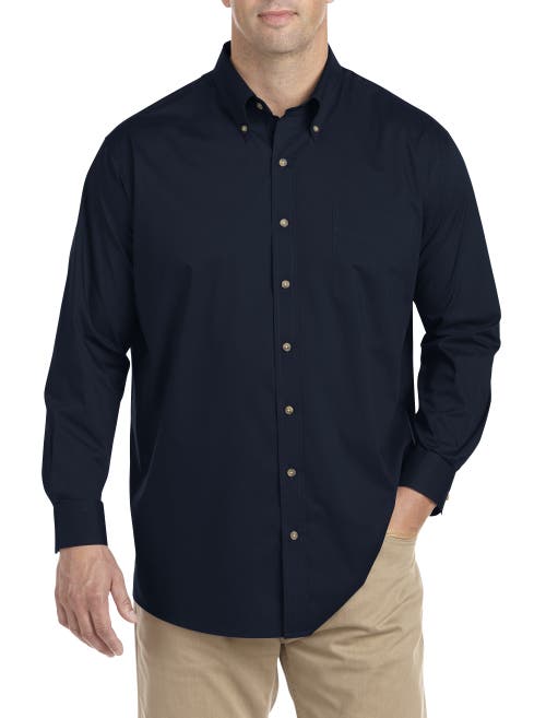 Shop Harbor Bay By Dxl Easy-care Solid Sport Shirt In Navy